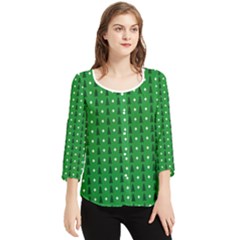 Green Christmas Tree Pattern Background Chiffon Quarter Sleeve Blouse by Amaryn4rt