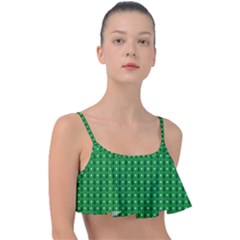 Green Christmas Tree Pattern Background Frill Bikini Top by Amaryn4rt