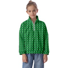 Green Christmas Tree Pattern Background Kids  Half Zip Hoodie by Amaryn4rt