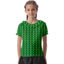 Green Christmas Tree Pattern Background Kids  Frill Chiffon Blouse View1