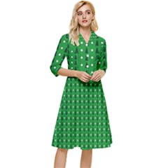 Green Christmas Tree Pattern Background Classy Knee Length Dress by Amaryn4rt