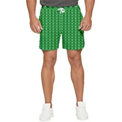 Green Christmas Tree Pattern Background Men s Runner Shorts by Amaryn4rt