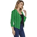 Green Christmas Tree Pattern Background Women s Casual 3/4 Sleeve Spring Jacket View3