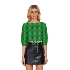 Green Christmas Tree Pattern Background Mid Sleeve Drawstring Hem Top by Amaryn4rt