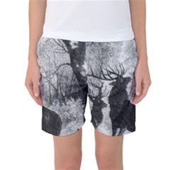 Stag-deer-forest-winter-christmas Women s Basketball Shorts by Amaryn4rt