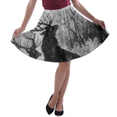 Stag-deer-forest-winter-christmas A-line Skater Skirt by Amaryn4rt