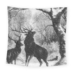 Stag-deer-forest-winter-christmas Square Tapestry (large)