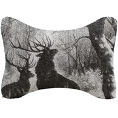 Stag-deer-forest-winter-christmas Seat Head Rest Cushion by Amaryn4rt