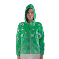 Snowflakes-winter-christmas-overlay Women s Hooded Windbreaker by Amaryn4rt