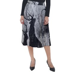 Stag-deer-forest-winter-christmas Classic Velour Midi Skirt  by Amaryn4rt