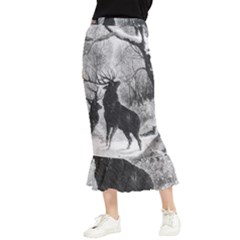 Stag-deer-forest-winter-christmas Maxi Fishtail Chiffon Skirt by Amaryn4rt