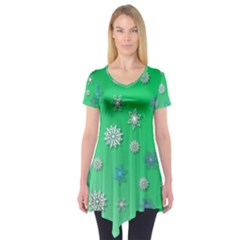 Snowflakes-winter-christmas-overlay Short Sleeve Tunic  by Amaryn4rt