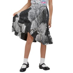 Stag-deer-forest-winter-christmas Kids  Ruffle Flared Wrap Midi Skirt by Amaryn4rt