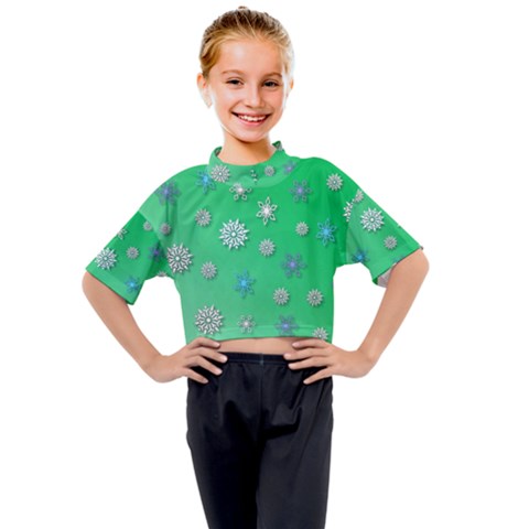 Snowflakes-winter-christmas-overlay Kids Mock Neck T-shirt by Amaryn4rt