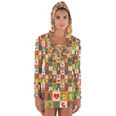 Pattern-christmas-patterns Long Sleeve Hooded T-shirt by Amaryn4rt