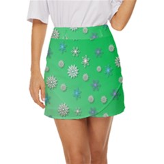 Snowflakes-winter-christmas-overlay Mini Front Wrap Skirt by Amaryn4rt