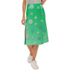 Snowflakes-winter-christmas-overlay Midi Panel Skirt by Amaryn4rt