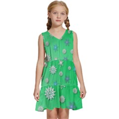 Snowflakes-winter-christmas-overlay Kids  Sleeveless Tiered Mini Dress by Amaryn4rt