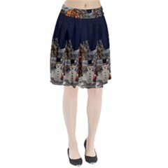 Christmas-landscape Pleated Skirt by Amaryn4rt