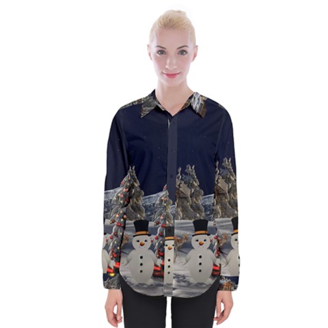 Christmas-landscape Womens Long Sleeve Shirt by Amaryn4rt