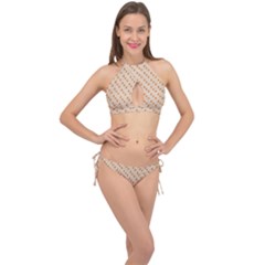 Christmas-wrapping-paper Cross Front Halter Bikini Set by Amaryn4rt