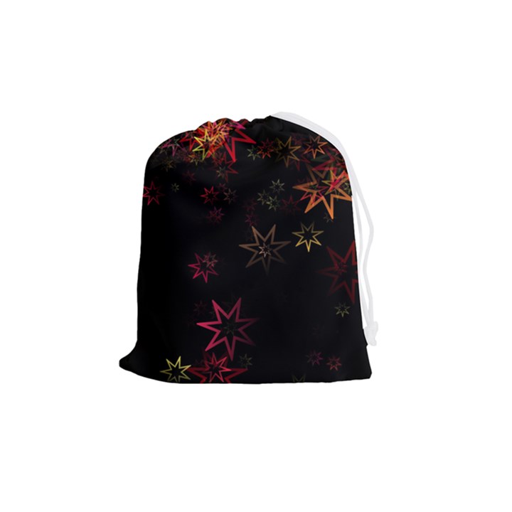 Christmas-background-motif-star Drawstring Pouch (Medium)