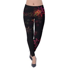 Christmas-background-motif-star Velvet Leggings by Amaryn4rt