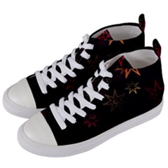 Christmas-background-motif-star Women s Mid-top Canvas Sneakers by Amaryn4rt