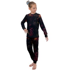 Christmas-background-motif-star Kids  Long Sleeve Set  by Amaryn4rt