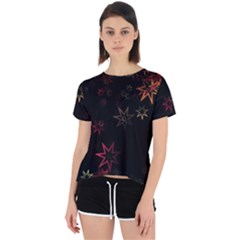 Christmas-background-motif-star Open Back Sport T-shirt by Amaryn4rt