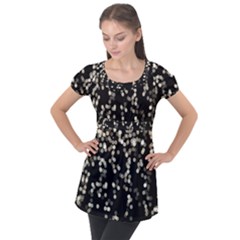 Christmas-bokeh-lights-background Puff Sleeve Tunic Top by Amaryn4rt