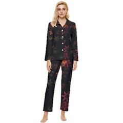 Christmas-background-motif-star Womens  Long Sleeve Velvet Pocket Pajamas Set by Amaryn4rt