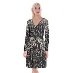 Christmas-bokeh-lights-background Long Sleeve Velvet Front Wrap Dress by Amaryn4rt