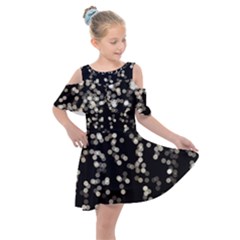 Christmas-bokeh-lights-background Kids  Shoulder Cutout Chiffon Dress by Amaryn4rt