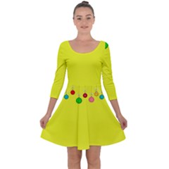 Christmas-bowls-garland-decoration Quarter Sleeve Skater Dress by Amaryn4rt