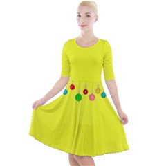 Christmas-bowls-garland-decoration Quarter Sleeve A-line Dress by Amaryn4rt