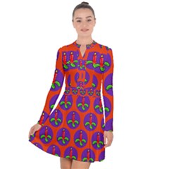 Christmas Candles Seamless Pattern Long Sleeve Panel Dress by Amaryn4rt