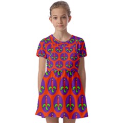 Christmas Candles Seamless Pattern Kids  Short Sleeve Pinafore Style Dress by Amaryn4rt