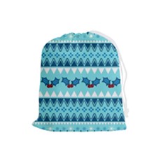 Blue Christmas Vintage Ethnic Seamless Pattern Drawstring Pouch (large) by Amaryn4rt