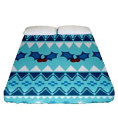 Blue Christmas Vintage Ethnic Seamless Pattern Fitted Sheet (queen Size) by Amaryn4rt