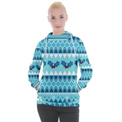 Blue Christmas Vintage Ethnic Seamless Pattern Women s Hooded Pullover by Amaryn4rt