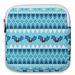 Blue Christmas Vintage Ethnic Seamless Pattern Mini Square Pouch by Amaryn4rt