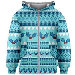 Blue Christmas Vintage Ethnic Seamless Pattern Kids  Zipper Hoodie Without Drawstring by Amaryn4rt