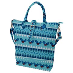 Blue Christmas Vintage Ethnic Seamless Pattern Buckle Top Tote Bag by Amaryn4rt