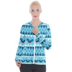 Blue Christmas Vintage Ethnic Seamless Pattern Casual Zip Up Jacket by Amaryn4rt