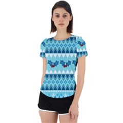 Blue Christmas Vintage Ethnic Seamless Pattern Back Cut Out Sport T-shirt by Amaryn4rt