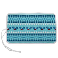 Blue Christmas Vintage Ethnic Seamless Pattern Pen Storage Case (l) by Amaryn4rt