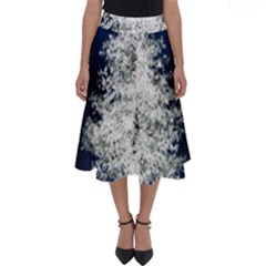 Tree Pine White Starlight Night Winter Christmas Perfect Length Midi Skirt by Amaryn4rt