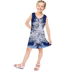 Tree Pine White Starlight Night Winter Christmas Kids  Tunic Dress by Amaryn4rt