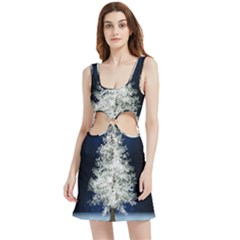 Tree Pine White Starlight Night Winter Christmas Velour Cutout Dress by Amaryn4rt